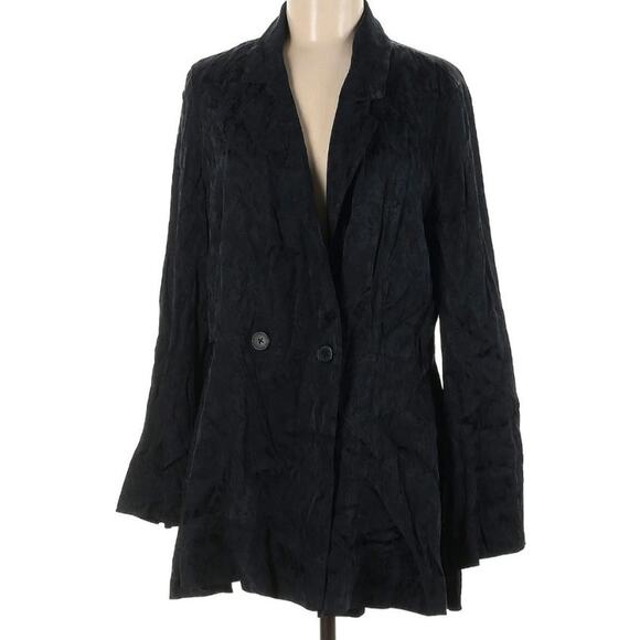 Free People Small Black Goth Brocade Damask Blazer Jacket - Picture 1 of 4